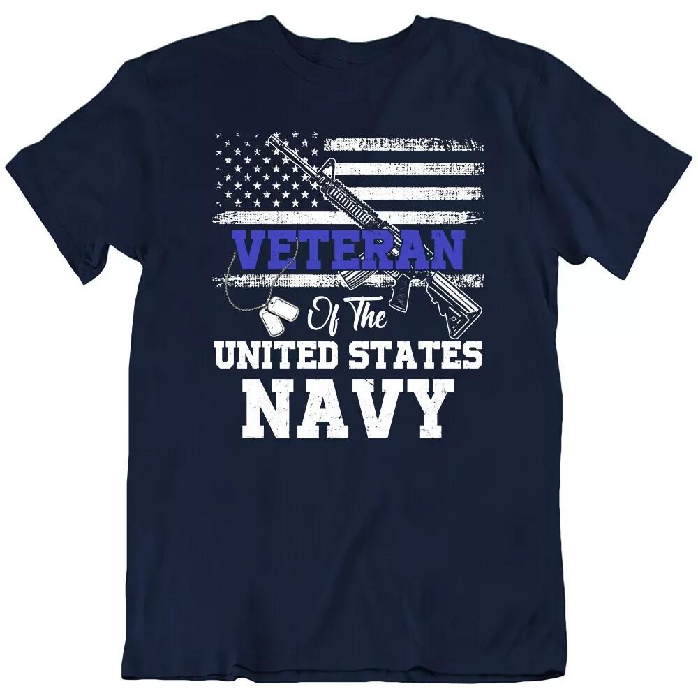 

Military Army, US Navy Veteran American Warrior Flag DAD T Shirt Tee Gift New S