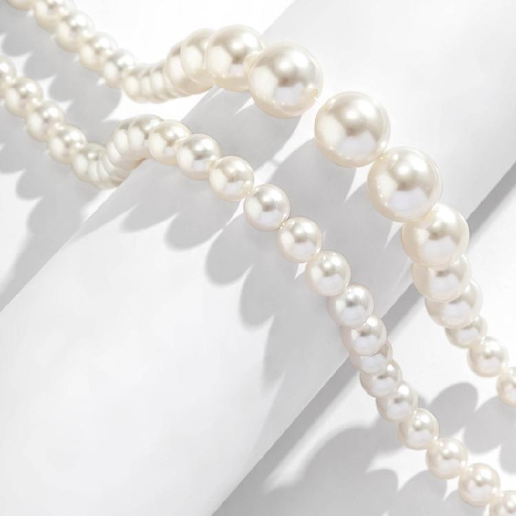 2 PCS Statement Bead Chain Necklace Elegant Pearls Beads Necklace Short Necklace