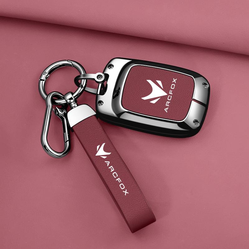Suitable For Arctic Fox T1 For Baic Arcfox Zinc Alloy Leather Remote Control Car Key Case Cover Shell Keychine Accessories