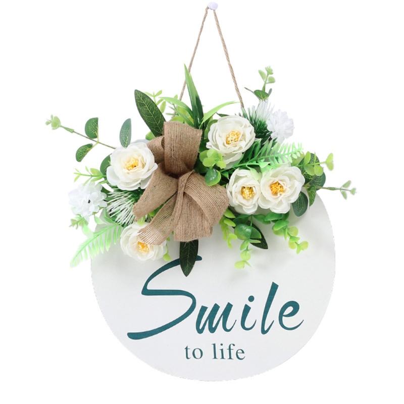 

Венок на входной двери, деревянная подвесная табличка с цветком эвкалипта, деревянная вешалка, наружные украшения C