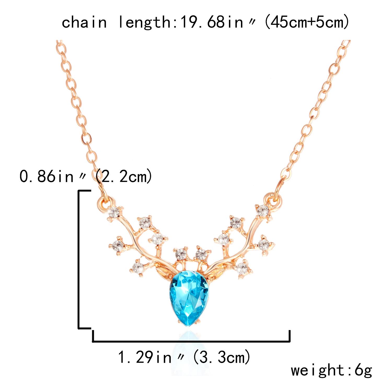 

Sparkling Deer Pendant Necklace for Women Blue Crystal Small Moose Choker Chain Link Chain Fashion Jewelry Gift for Girlfriend синий