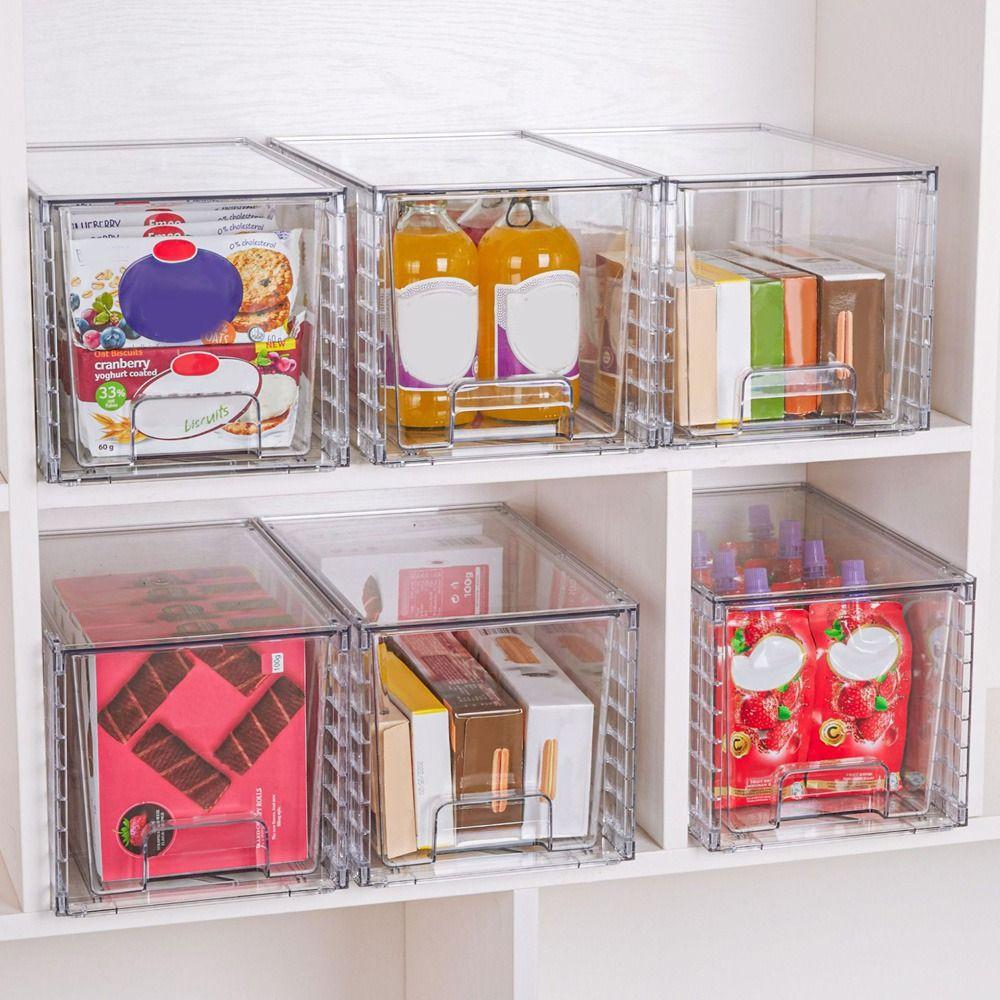 

1/2pcs Transparent Stackable Storage Drawers 12 Inch Desktop Storage Box Pantry 1Pc