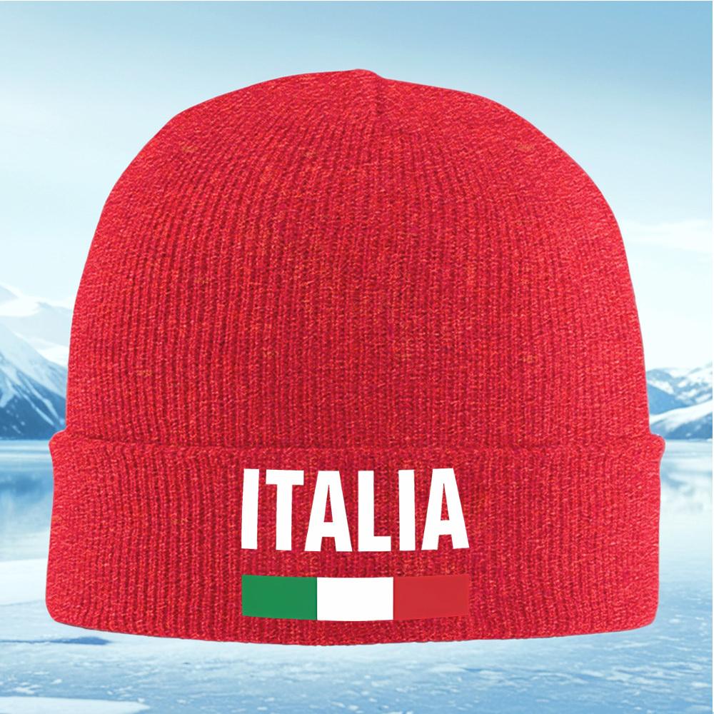 Italy white letters,Italian flag stripes Men Women Unisex Knitted Hat Beanie Pullover Cap Winter Thermal Warm Christmas Outdoor