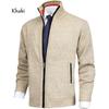 New Arrival Men's Solid Color Stand Collar Fashion Cardigan Sweater Knitted Jacket Plus Size Sweater Men Autumn/winter)