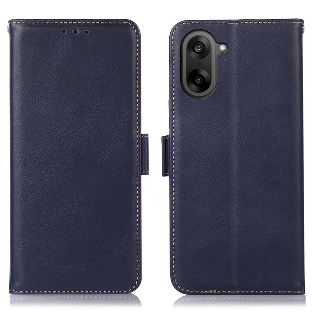 

For OnePlus Ace 5 Racing 5G/Nord CE 5G Case RFID Blocking Genuine Cow Leather Wallet Phone Cover Blue