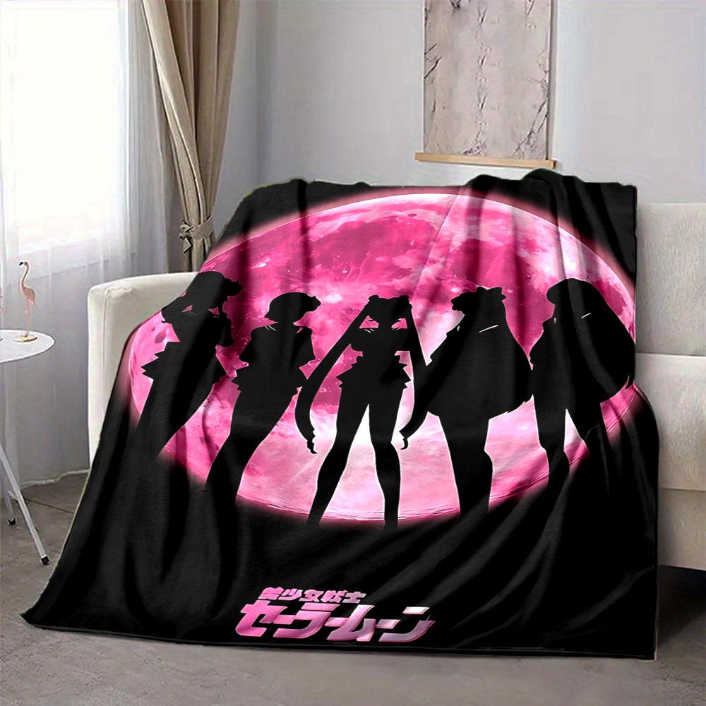 1pc Sailor Moon Soft Comfortable Blanket Digital Print, All Season Multipurpose Knit Fabric Bedding, Office, Sofa Home Decor Blanket