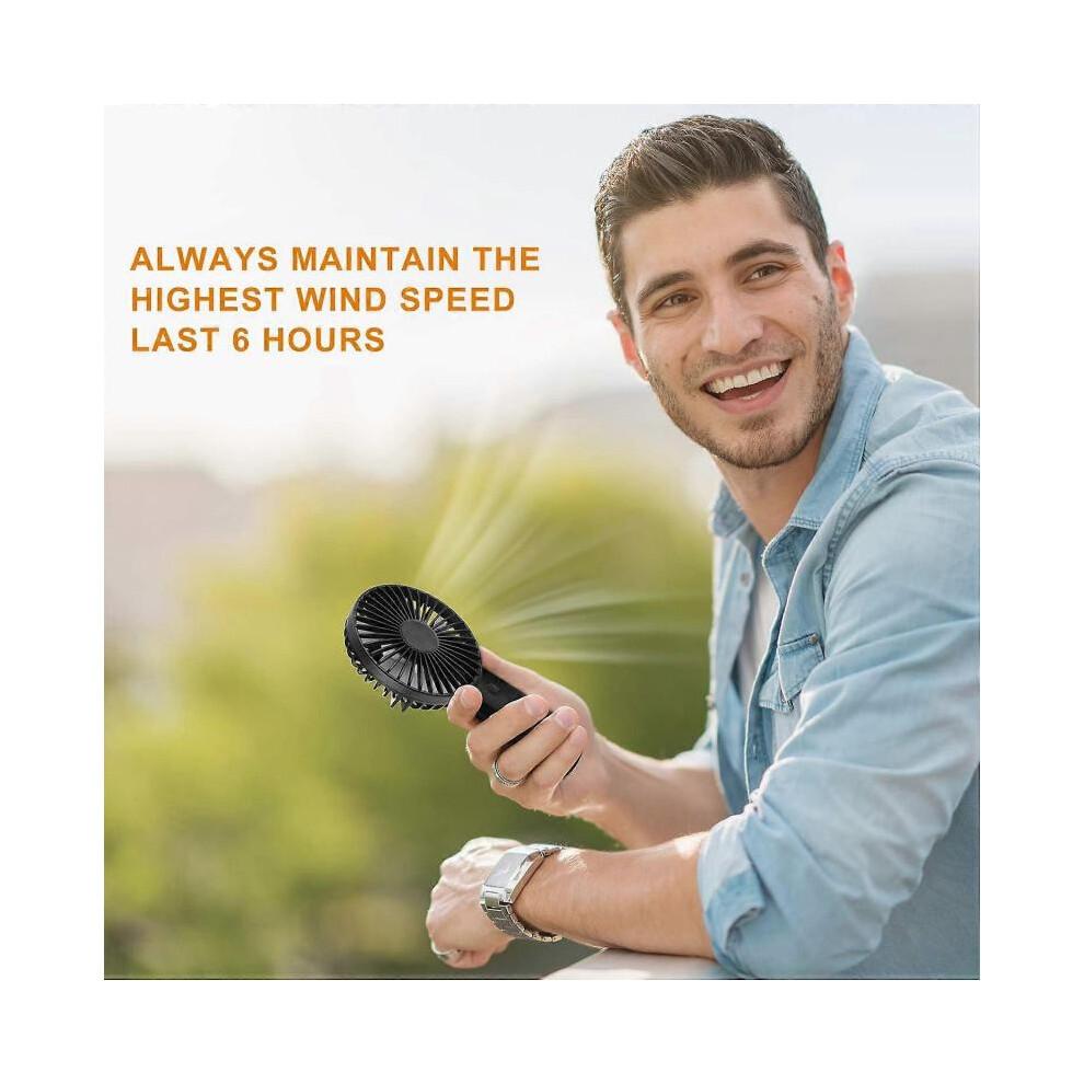 Mini Silent Fan, USB Rechargeable Portable Handheld Fan, 3 Wind Speeds, Office Travel Vertically Placed(White)