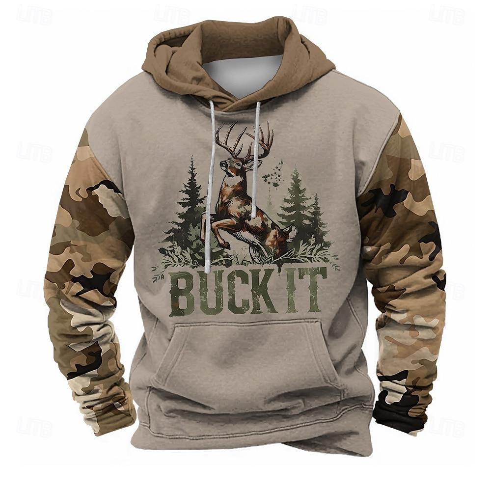 

Outdoor Camouflage Hunting Men s Hoodie Autumn Winter Casual Oversized Clothing Funny 3D Milu Deer Print Sweatshirts For Men Top S