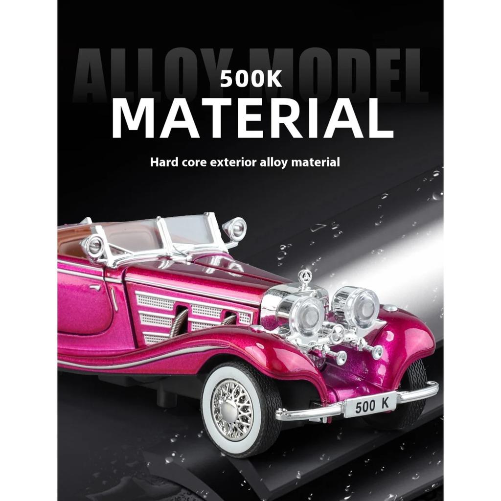 1/32 Luxury vintage car BENZ 500K alloy model, exquisite desktop ornaments, the best collection for car model enthusiasts