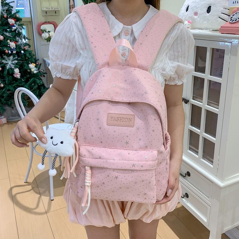 Schoolbag1011 new star schoolbag sweet and fresh girl style large capacity backpack light and fashionable middle and high school backpack
