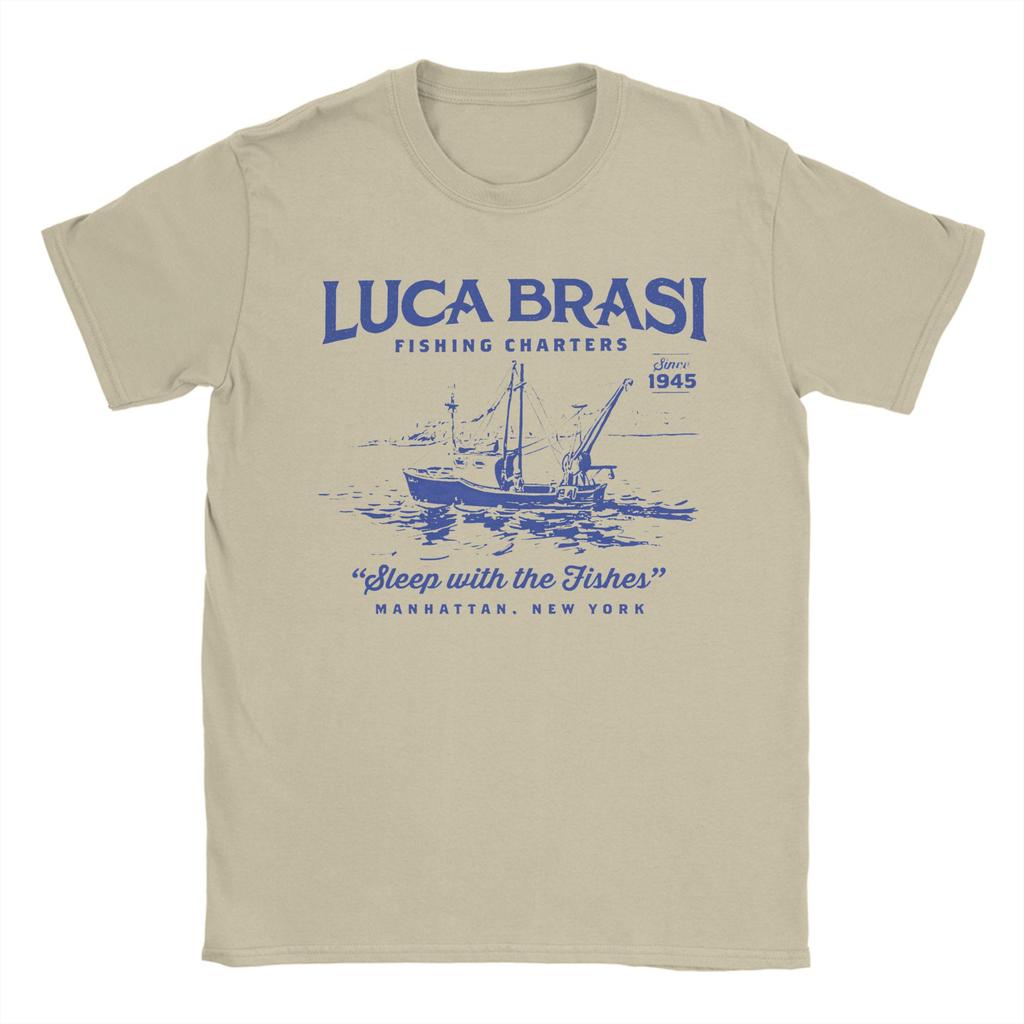 Luca Brasi Fishing Charters 100% Cotton T Shirt For Men Summer Streetwear T-Shirts O Neck Hip Hop Tees Plus Size Pattern Tops