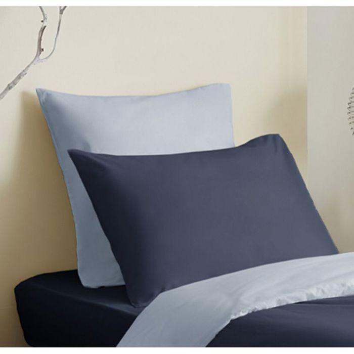 Pack complet 4 pièces Marine/Bleu Ciel réversible housse de couette pour lit 90 x 190 cm