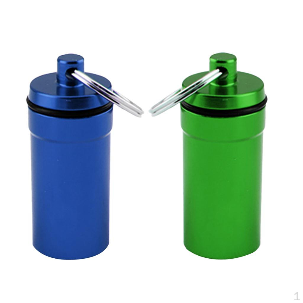 

2 шт. Алюминиевый сплав Коробка для таблеток Чехол Держатель Контейнеры Бутылки Брелок