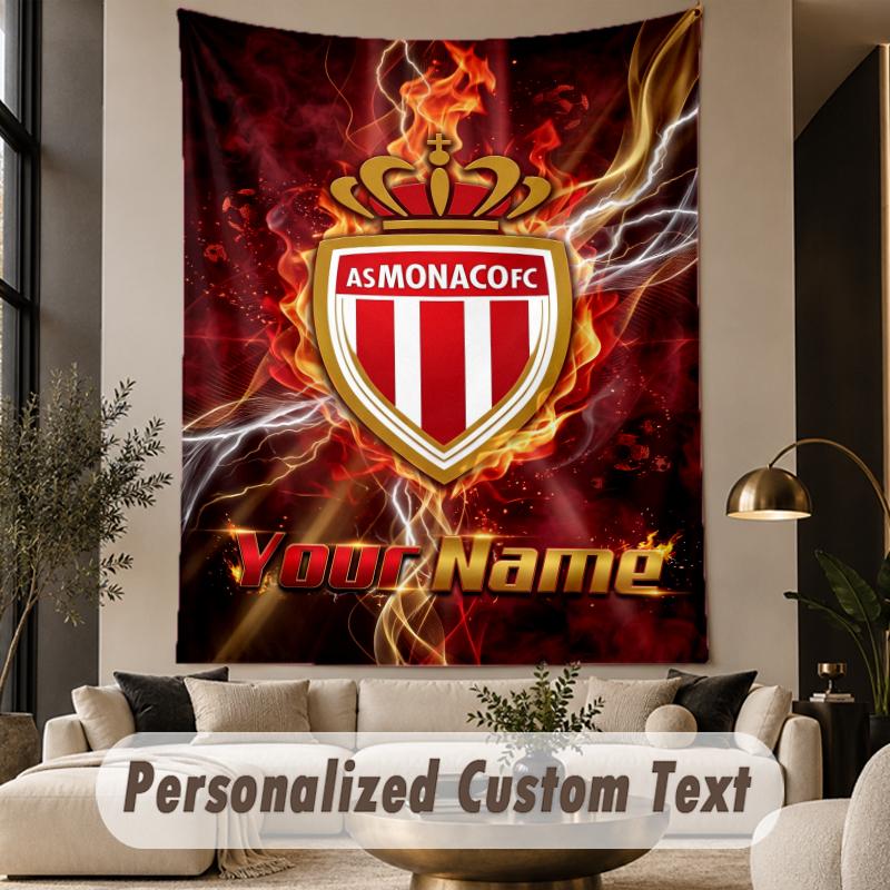 Custom Text Tapestry Monaco FC Print Wall Tapestry Indoor Living Room Wall Decor
