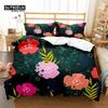 Floral Bedding Set Botanical Duvet Cover Queen Soft Boho Rose Flowers Leaves Print Comforter Cover For Kids Teens Adults Decor