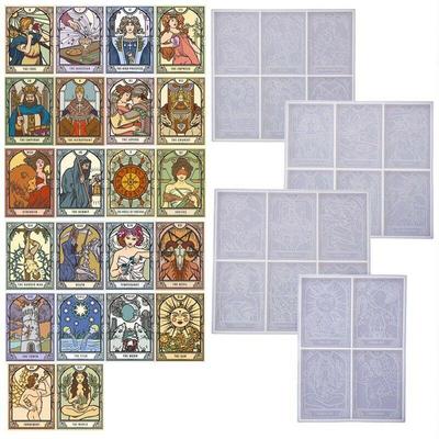 22PCS Silikon Tarot Karten Form Anhänger Schlüsselanhänger Epoxidharz Gussform Handwerk