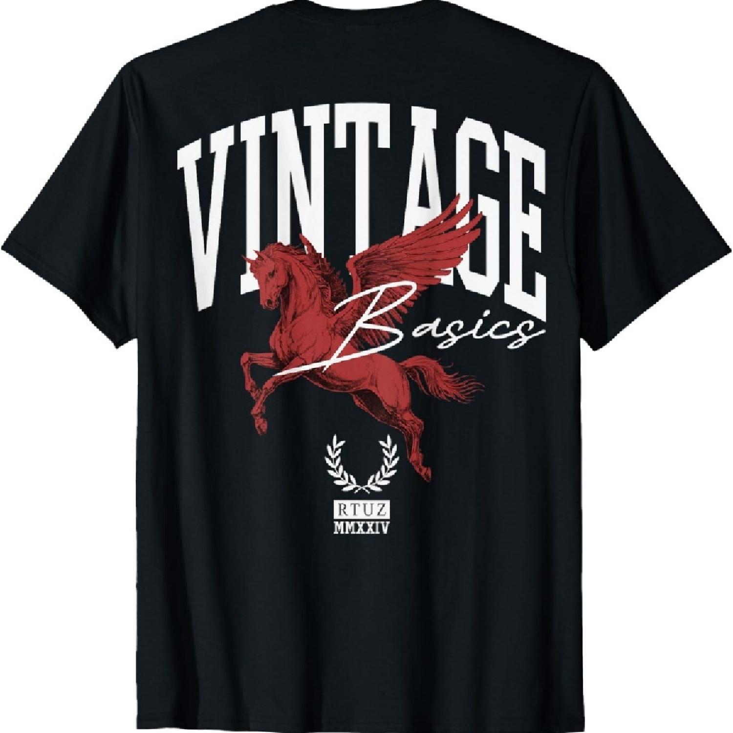 

Хип-хоп Урбан Винтаж Дерзкий Y2K Принт на спине Уличная одежда Футболка Пегас XXXXXL чёрный