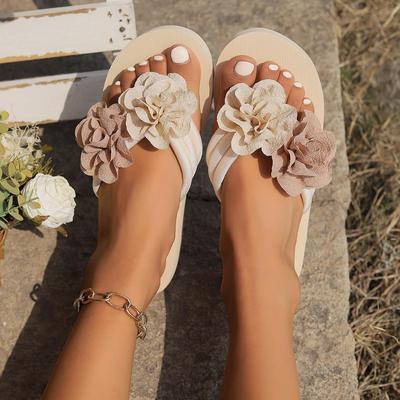 Plus Size Women's Thick Sole Floral Flip-Flops: Lightweight, Versatile Summer Slippers for Casual Beach Wear