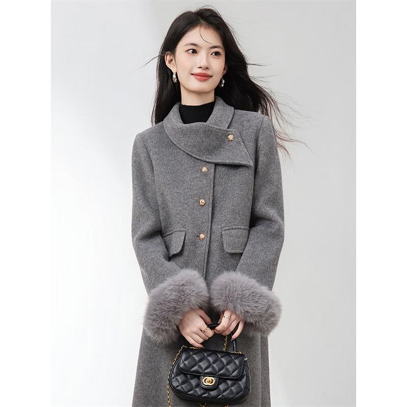 Xinfuyu Women's Elegant Winter Wool Blend Coat