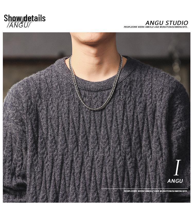 Men's Heavyweight Winter Cable Knit Pullover Sweater - Thick, Warm, Versatile Round Neck Knitwear