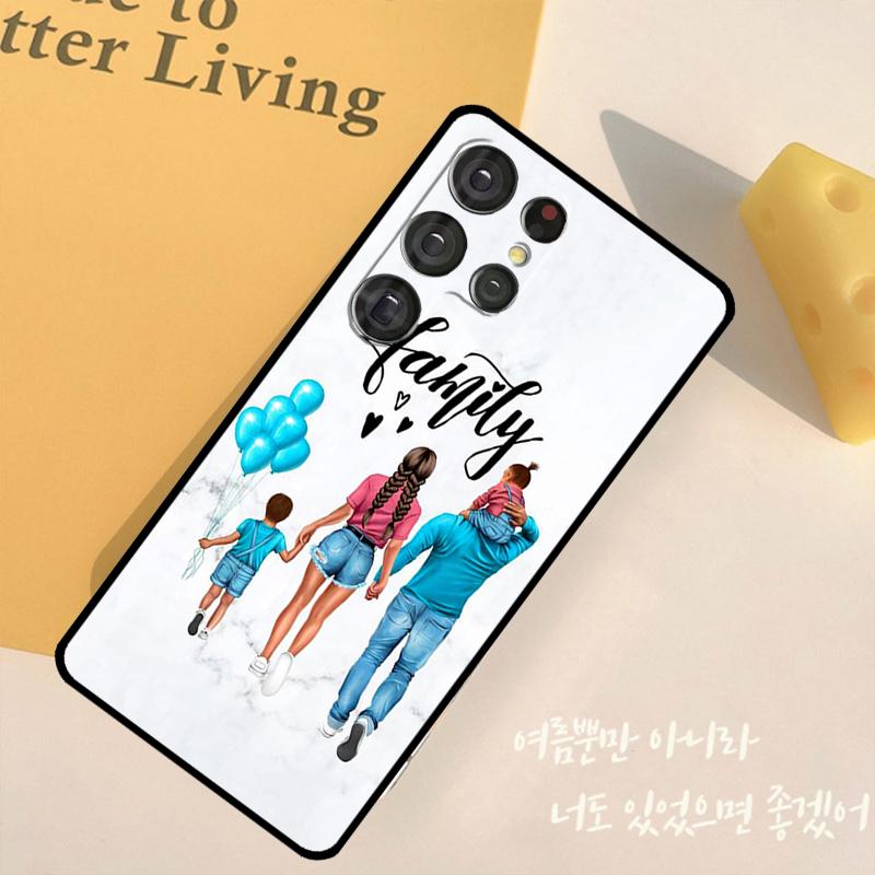 Baby Mother Brown Girl Family Phone Case For Samsung Galaxy S24 S25 Ultra S9 S10 S20 S22 S21 Plus S23 FE Back Cover Shell