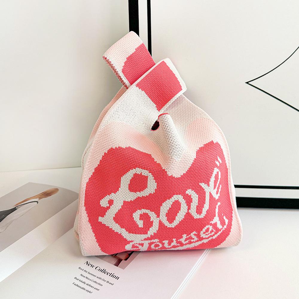 

Большая вместительная вязаная сумка женская вязаная сумка-тоут сумка портативное хранилище для использования на открытом воздухе мягкая тканая универсальная и милая сумка 35 * 20cm