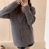 Autumn and winter new suit collar double-breasted lazy wind knitted cardigan high-end sweater jacket women's top trend