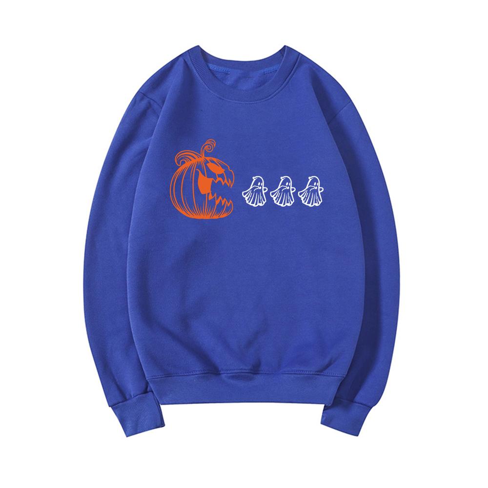 Pumpkin Halloween Sweatshirt Halloween Ghost Hoodie Fall Sweatshirt for Women Spooky Season Pullover Long Sleeve Graphic Hoodies
