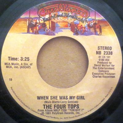 7inch Record FOUR TOPS - When She Was My Girl NB2338 Casablanca 1981 US Soul/Funk Used