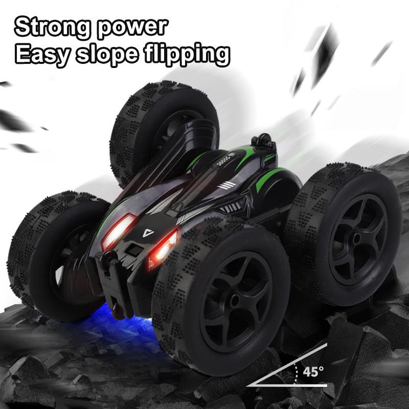 2.4G Remote Control Stunt Car: Four-Wheel Drive, Flipping Swing Arm, LED Lights - Toy for Kids