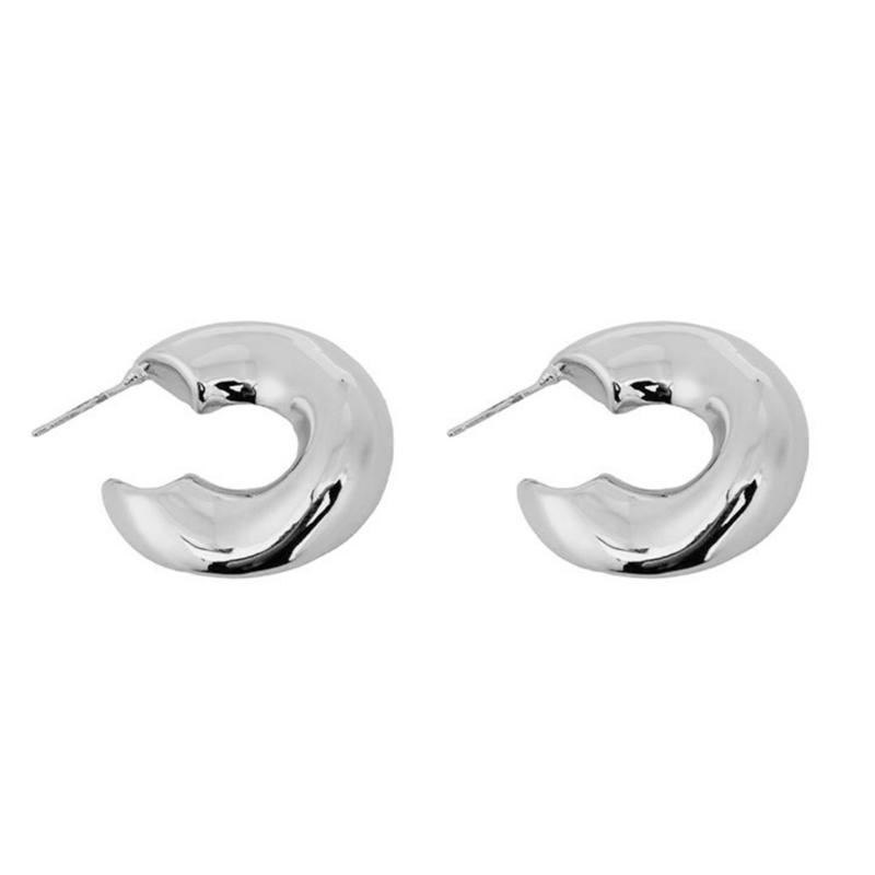 Stylish Circle Earrings Geometric Irregular Thick Metal Round Earrings Comfortable Wear Ear Accessories for Women Girls