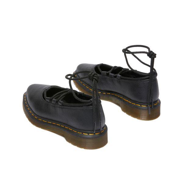 Dr. Martens Sapatos Elphie II de Couro Confortáveis Versáteis Flats Mary Jane Sapatos Femininos Preto 40683001