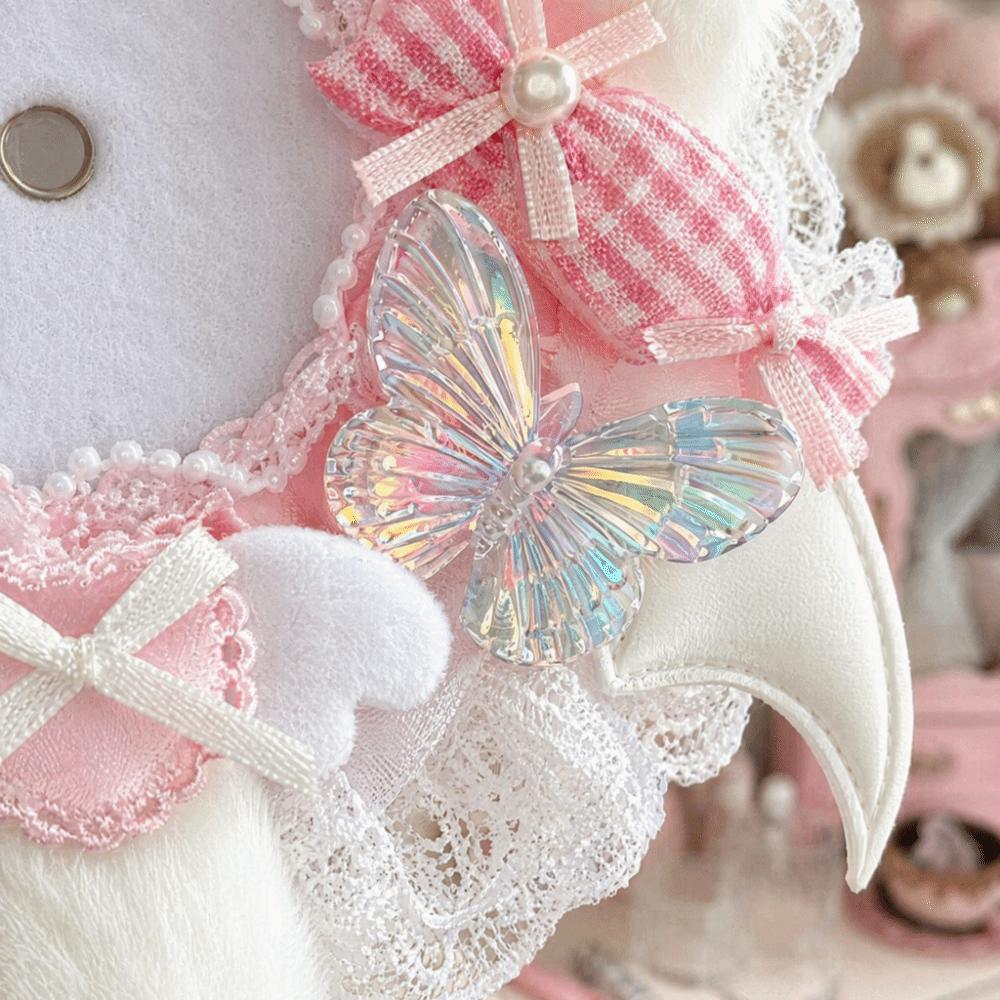 Lace Edged Badge Display Case Cat-Ear Shape Can Badge Cover Lightweight Badge Holder  Ita Bag