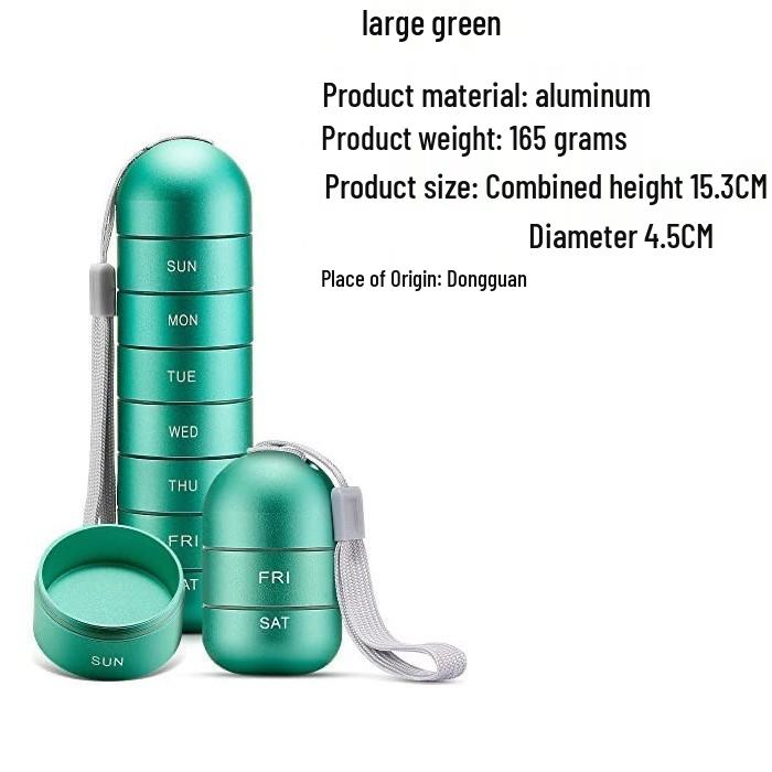 Compact Metal Weekly Pill Box for Travel and Elderly - Convenient, Sealed, Portable Storage