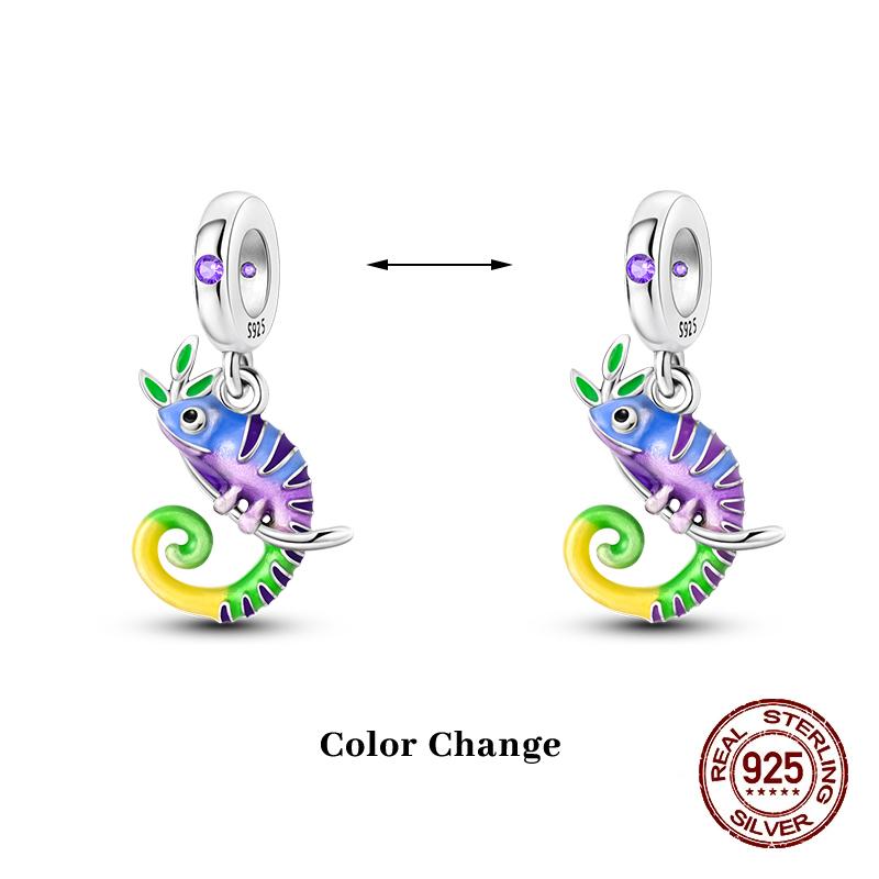New 100% Copper Flower Chameleon Change Color Charms Beads Fit Pandachbracelets Diy Jewelry New Year'S Gift
