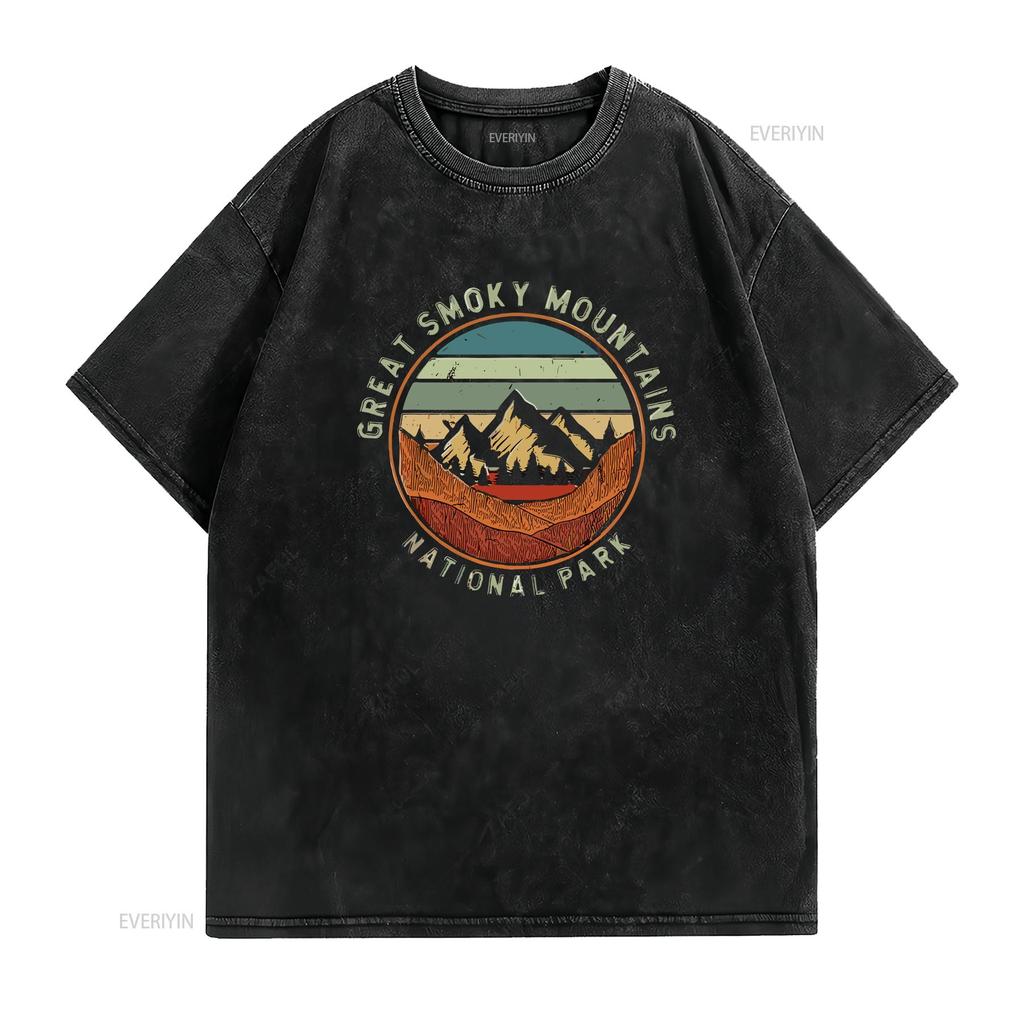 Mens Nature Great Smokey Mountains National Park Vacation T Shirt White X Large vintage Washed Versatile Stylish Breathable