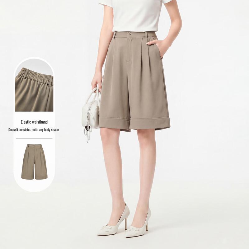 FivePlus Women's High-Waist Wide-Leg Draped Shorts
