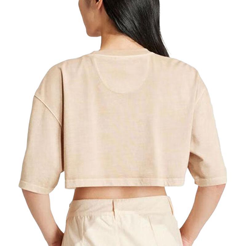 Adidas Originals Essentials Cropped Tee Sports Casual Dopamine Tight Short Sleeve T-Shirt Women Tops Brown IR5997