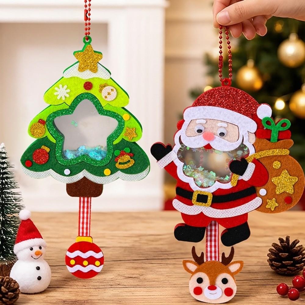 Elk Xmas Non-Woven Charms Santa Claus Shaking Sequins Christmas Toy Christmas Tree Decorations
