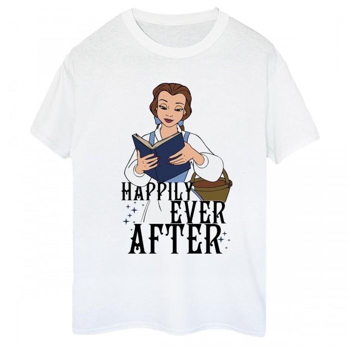 Beauty And The Beast Womens/Ladies Happily Ever After Reading Cotton Boyfriend T-Shirt