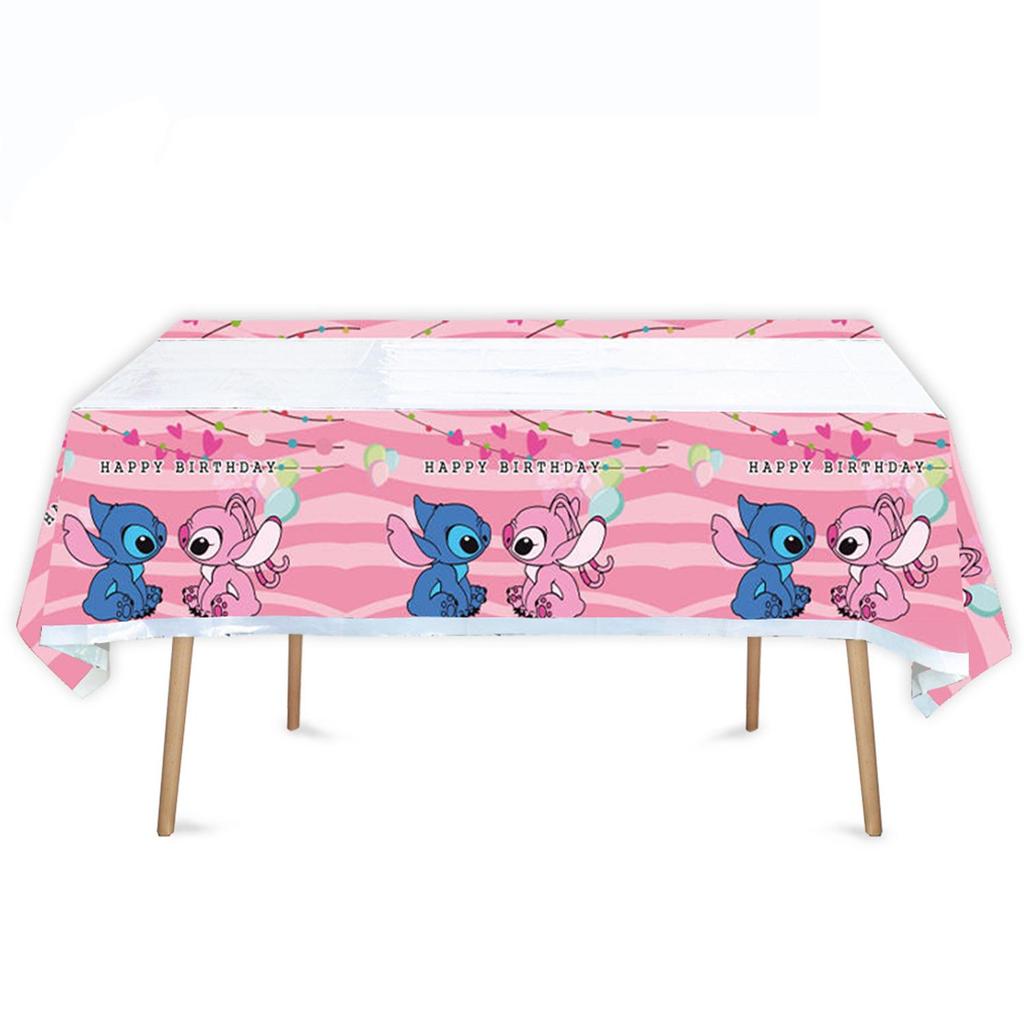 Best-Selling Pink Stitch Birthday Party Tableware Set: Paper Plates, Cups, and Tablecloth.
