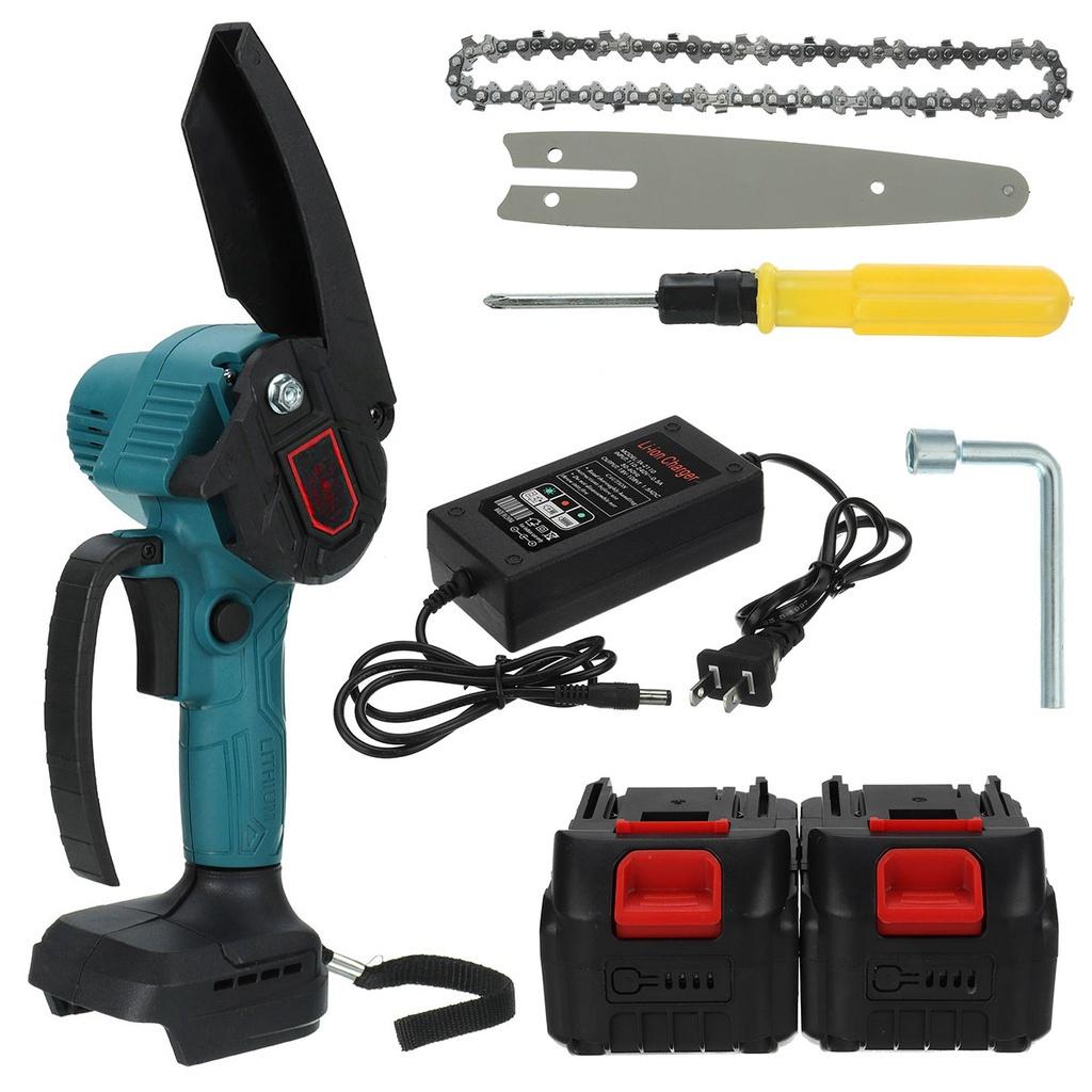 288VF 6 Inches Cordless Electric Saw Electric Chain Saw One-hand Wood Work Cutter Garden Tool with 2 Battery Rechargable