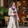 Plush Rainbow Tassel Shawl Long Winter Cashmere Scarves Elegant Warm Wraps  Girl