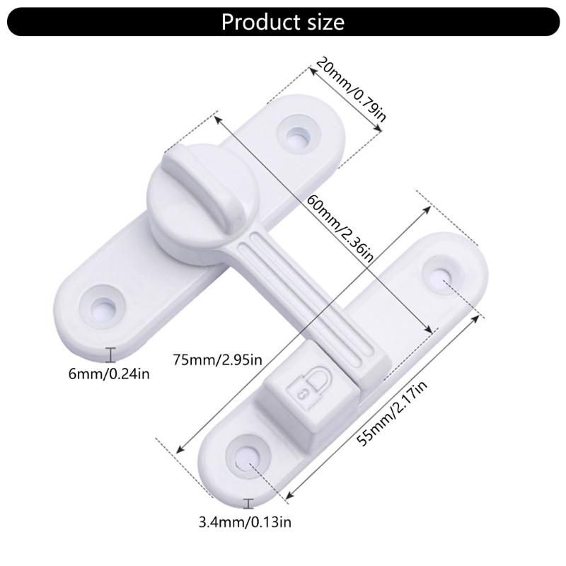 Safety Door Lock 90/180 Degree Sliding Door Lock Privacy Door Bolt Lock