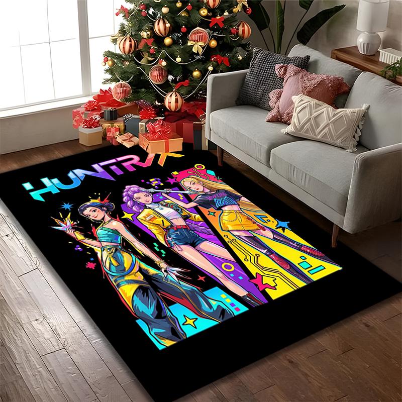 1pc Digital Printed Chair Rug for Home Office Use, Kpop Demon Hunters Carpet Appropriate for All Seasons, Soft Area Carpet