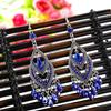 Vintage Chinese Style Crystal Bead Tassel Earrings for Women Long Elegant Hollow Rhinestone Dangle Silver Color Earring Jewelry