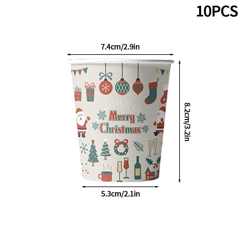 2025 Christmas Party Disposable Tableware Santa Claus Pattern Paper Plates Cups Christmas Tree Napkin Merry Christmas Supplies
