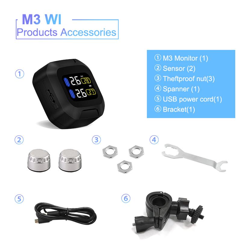 Wireless Motorcycle TPMS Tire Pressure Monitoring System Motor Tyre  Alarm 2  Sensor Tools for BMW for Kawasaki