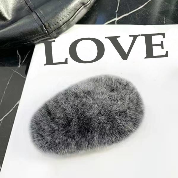 Girls Plush Hairpin Natural Rabbit Fur Women Bangs Hairpin