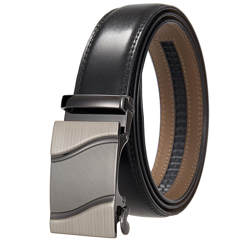 1Pcs Fashion Automatic Buckle Belt, Korean Version Of Men'S Belt, Two-Layer Cowhide Ly36-31703-1
